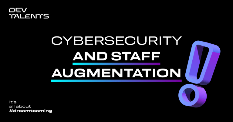 Graphic with the text: cybersecurity and staff augmentation